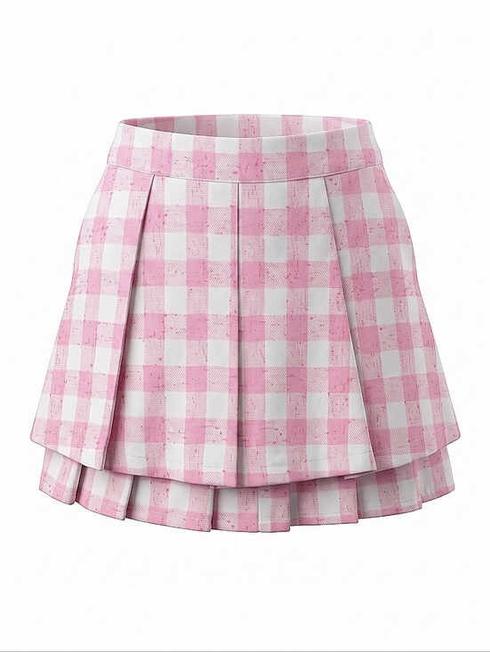 ROMWE Dresses & Skirts - NEW! Romwe Pleated Pink Gingham Mini Skirt